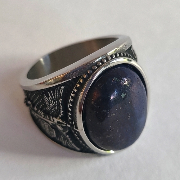 1609- Lapis Lazuli Natural Gemstone Handmade Men's Ring Size 11 1/2 NWT - Picture 1 of 8